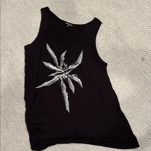Ann Demeulemeester asymmetric Black and Gray Graphic Tank Top